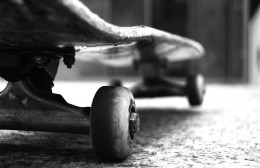 A kick flip, push on the skateboard…
